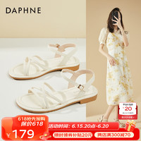 达芙妮（DAPHNE）凉鞋女夏季外穿时尚平跟百搭仙女风孕妇2023新款软底气质罗马鞋 米白1.5cm 38标准码