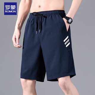 罗蒙（ROMON）短裤男夏季休闲跑步运动健身透气薄款弹力五分裤子男K2035兰色4XL
