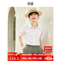 欧莎（OSA）雪纺职业衬衫上衣女士夏季2023年新款宽松显瘦薄衬衣 白色 L