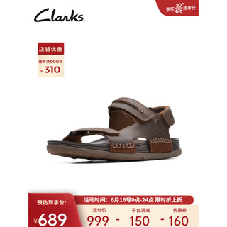 Clarks其乐男鞋自然系列2023夏新品魔术贴革凉鞋舒适透气沙滩鞋 棕褐色261723317 42