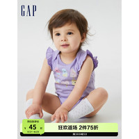 Gap 盖璞 新生婴儿夏季2023新款飞袖连体衣670146儿童装爬服 紫色 90cm(18-24月)