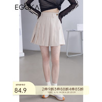 EGGKA 黑色百褶裙裤女高腰春夏季2023年新款小个子设计感薄款短裤 杏色 L