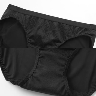 芬狄诗商场同款轻奢纯色简约舒适时尚微透网纱女低腰三角内裤F200399 黑色BLK XL