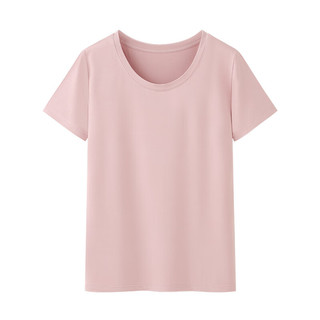 艾米恋2023夏季新款百搭时尚简约短袖t恤女夏季新款宽松纯色上衣 粉色（圆） M