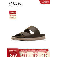 Clarks其乐森德系列男鞋2023春夏新品清凉透气一字拖简约舒适拖鞋 深橄榄绿261709457 41.5