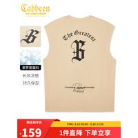 卡宾男装 索罗那凉感背心2023夏新款潮流街头哥特式字母印花马甲A 杏色15 52/180/XL