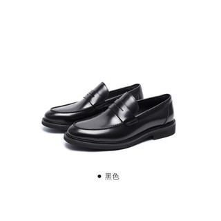 莱尔斯丹2023夏季新款商场同款商务低帮套脚乐福鞋男皮鞋4MM43302 黑色 BKB 40