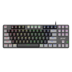 acer 宏碁 机械键盘鼠标套装87键撞色有线键盘游戏办公笔记本台式电脑键盘 OKW132黑灰(红轴)