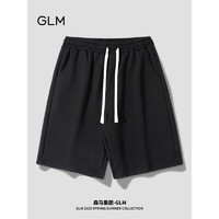 GLM 森马集团提花短裤男宽松裤子男夏季直筒裤运动休闲中裤 黑色M