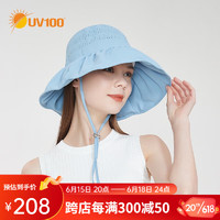 UV100凉感防晒帽女士夏季防紫外线太阳帽骑行轻薄透气遮阳帽23406 蓝玉色-遮蔽率99.33 % F