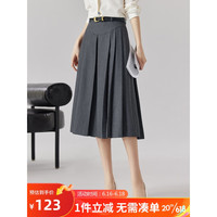 尚都比拉遮胯显瘦通勤中高腰百褶裙半身裙女百搭 灰色 XL