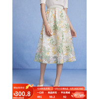 秋水伊人秋水伊人国风刺绣网纱A字半身裙2023年夏季新款女装时尚优雅裙子 花色 M