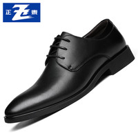 CHNT 正泰 英伦商务正装皮鞋男透气简约舒适德比鞋男士皮鞋JZ0009黑色41