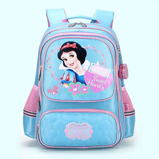 迪士尼（Disney）儿童小学生书包女孩女童白雪公主1-4年级大容量耐用双肩包 蓝色