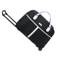 唯璇 飞行员旅行包拉杆包男女手提旅行袋大容量行李包登机箱包可折叠 黑色 中号22寸