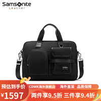 新秀丽（Samsonite）公文包2022新款男士斜挎包商务通勤公务包手提包 黑色