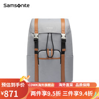新秀丽（Samsonite）双肩包男士休闲时尚书包大容量电脑包男款背包TQ6 浅灰色