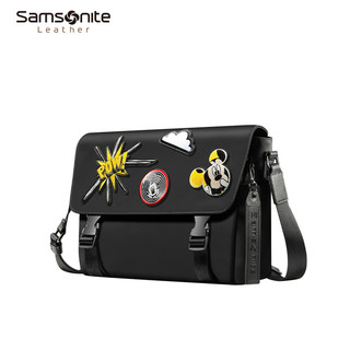 新秀丽（Samsonite）邮差包大容量斜挎包时尚休闲单肩电脑包NW1 黑色