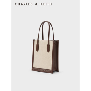 CHARLES & KEITH CHARLES&KEITH23夏季新品CK2-30671515拼色手提斜挎托特包女 Dark Brown深棕色 S