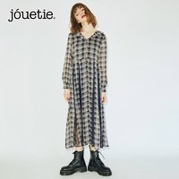 Jóuetie jouetie日系潮牌2023春季新款流行格子裙子蕾丝拼接长袖连衣裙女