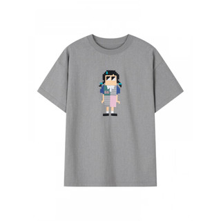 UOOYAA/乌丫2023夏季新款「BABY MOSAIC」系列趣味娃娃胶印T恤 灰色 S
