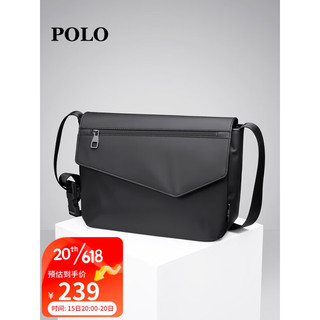 POLO单肩包男士休闲斜挎包男横款iPad包通勤手机包ZY044P261J 黑色
