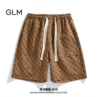 GLM森马集团品牌短裤男夏季薄款青年潮流百搭运动五分裤 咖啡 M