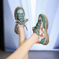克卜勒（kebule）老爹鞋女夏季透气网鞋ins潮显脚小逛街散步学生跑步运动女鞋 绿色 35