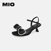 MIO米奥夏季新款俏皮优雅简约女王蝴蝶结中跟时装凉鞋 黑色 34