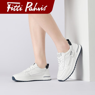 Fitti Pahris品牌女鞋2023夏季新款潮流休闲鞋女透气舒适运动鞋低帮系带小白鞋 白兰 34