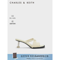 CHARLES&KEITH23夏季新品CK1-60580268优雅时尚方头高跟凉拖鞋女 粉白色Chalk 38