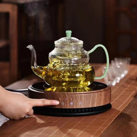 德茗堂电陶炉茶炉煮茶 家用大功率电茶炉电热炉 1500W 福禄壶 透明绿玉把手1000ML