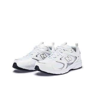 new balance NB官方23新款男鞋女鞋408系列休闲网面透气老爹鞋 白色/银色 ML408W 44(脚长28cm)