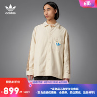 adidas阿迪达斯官方三叶草男夏季新款运动休闲翻领长袖上衣IP6988 奇妙白 XS