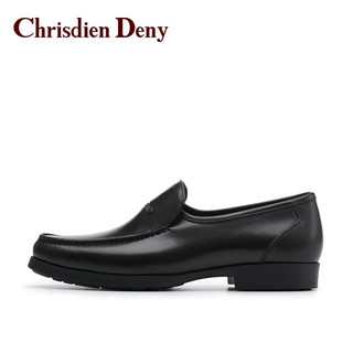 克雷斯丹尼（Chrisdien Deny）男鞋商务正装皮鞋休闲时尚一脚蹬懒人鞋驾车鞋德比鞋 黑色GWG2404N1A 37