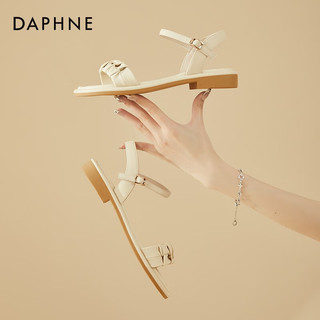 达芙妮（DAPHNE）凉鞋女平底温柔风夏季外穿时尚孕妇2023新款一字带露趾百搭妈妈鞋 米色2.5cm 37标准码