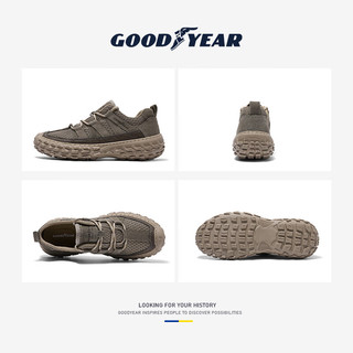 固特异（Goodyear）马丁靴男夏季复古休闲工装男鞋户外沙漠轮胎底靴子男 卡其  41