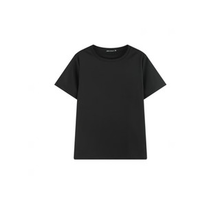 MJ STYLE23年夏季新品港式常规休闲风舒适简约女短袖T恤 黑色 S