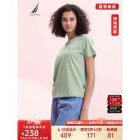 诺帝卡（NAUTICA）女装23春夏新款凉感柔软透气休闲短袖T恤女32TO04 橄榄绿30N M