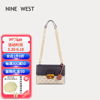 NINE WEST2023新款包包女包女士单肩斜挎包七夕情人节生日礼物送女友老婆 拼接黑cm 情人节520生日礼物送女友老婆