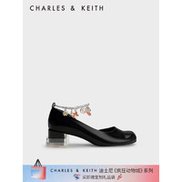 CHARLES&KEITH迪士尼疯狂动物城系列：朱迪＆尼克链条粗跟鞋 Black Boxed黑色 38