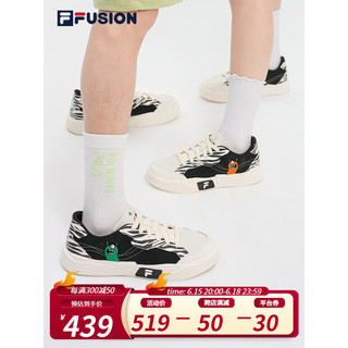 斐乐（FILA）FILA FUSION斐乐潮牌POP II FOB男鞋场下帆布鞋2023夏运动休闲鞋 黑/雪白-BS 42.5
