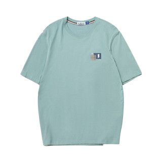 KILO METERS2023夏季短袖t恤男士明线修身设计上衣贴布印花薄款T恤 绿色 M