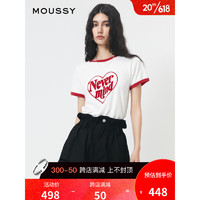 moussy 2023夏季新款复古配色LOGO休闲短袖T恤女028GSQ90-0080 010白色 00020/F