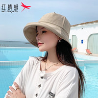 红蜻蜓（RED DRAGONFLY）遮阳帽子女夏季防晒透气显脸小渔夫帽时尚百搭水桶盆帽登山钓鱼帽 浅咖