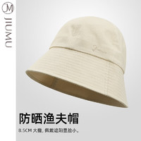 玖慕（JIUMU）遮阳帽渔夫帽女士夏季户外防紫外线太阳帽凉帽防晒帽子女CW111 米色