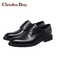 克雷斯丹尼（Chrisdien Deny）意大利进口男鞋胎牛皮布洛克雕花皮鞋男商务正装德比鞋 黑色GWD4802N1J 37