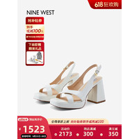 NINE WEST/玖熙超高跟凉鞋粗跟防水台罗马鞋 NN305016KK 白色34