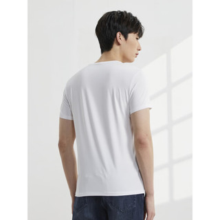 利郎纯色短袖T恤男舒适微弹男士打底衫T恤无感领标设计 白色(22QNY00402) 165/S