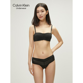 Calvin Klein 内衣23春季女士性感蕾丝拼接平口抹胸式无钢圈薄垫文胸QF7155AD UB1-太空黑 S